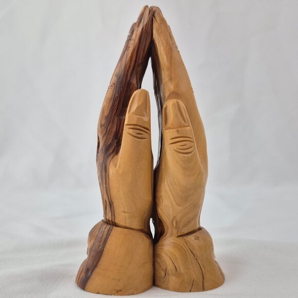 Praying Hands Sculpture Olive Wood Carving Made in Bethlehem - Picture 6 of 16